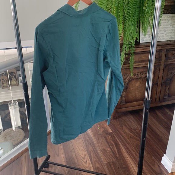 TALL- Dark green long sleeve faux wrap front. - Picture 2 of 7